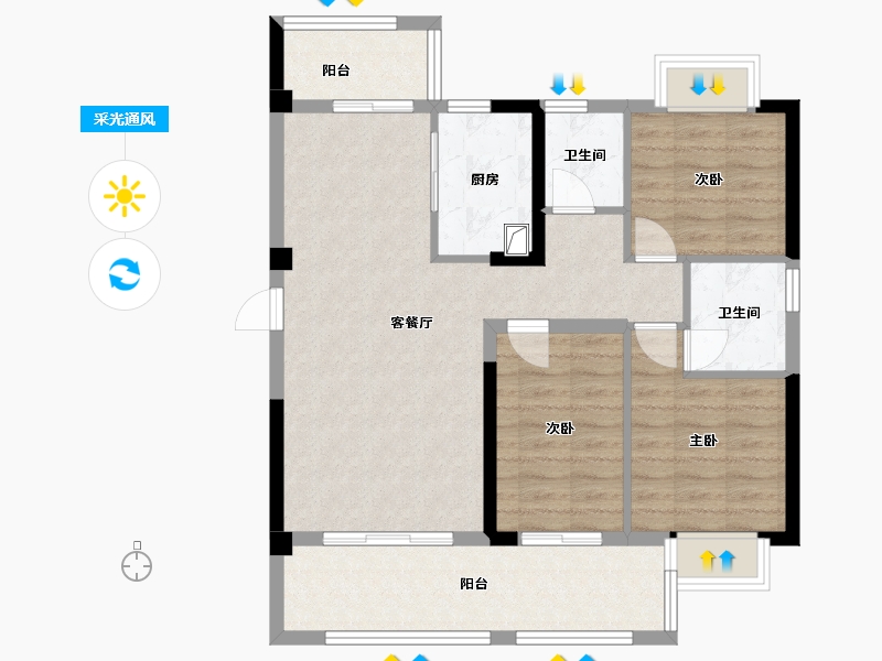 福建省-龙岩市-城发汇金望郡-90.41-户型库-采光通风