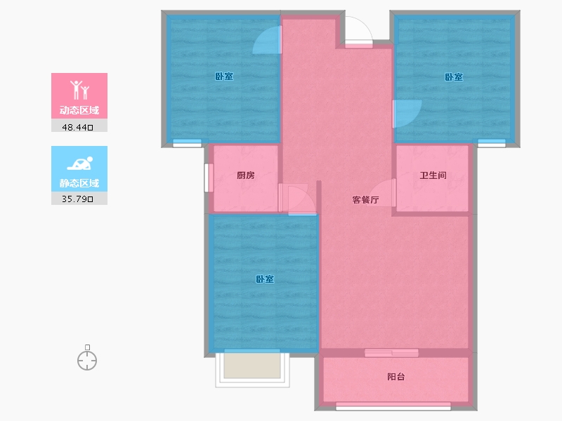 湖北省-天门市-智汇东城-80.59-户型库-动静分区