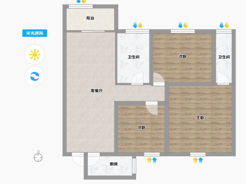 广东省-深圳市-富通苑-86.13-户型库-采光通风