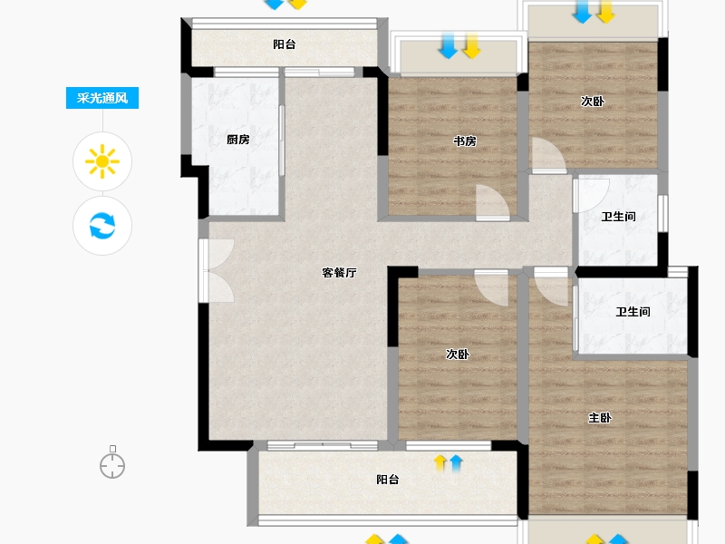 四川省-成都市-嘉合凤凰岛-107.59-户型库-采光通风