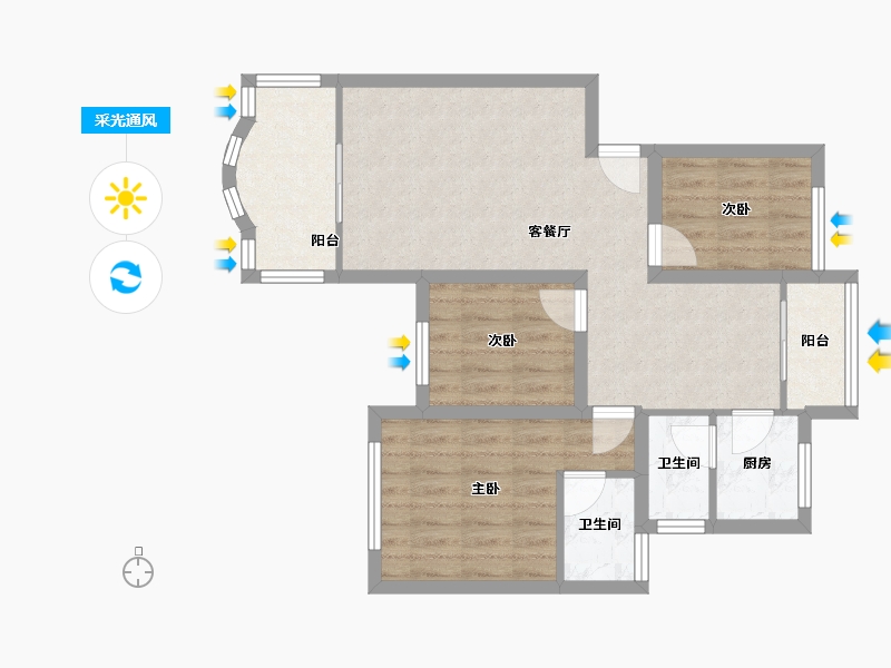 广东省-深圳市-福安楼-68.88-户型库-采光通风