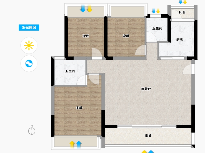 四川省-成都市-泰康誉景-90.83-户型库-采光通风