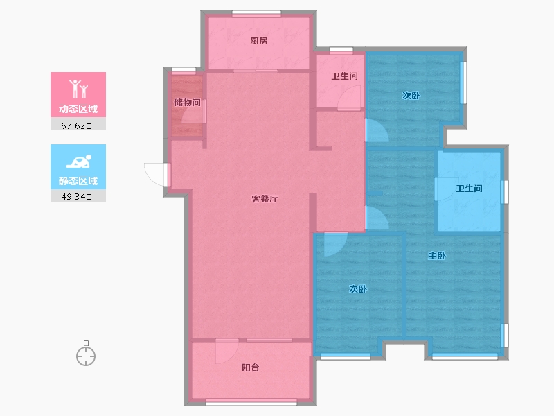 山东省-烟台市-富力湾-104.00-户型库-动静分区