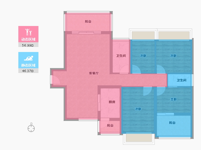 广东省-深圳市-新世界松风明月住宅-91.55-户型库-动静分区