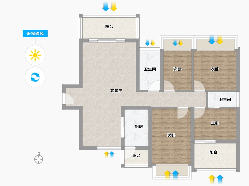 广东省-深圳市-新世界松风明月住宅-91.55-户型库-采光通风