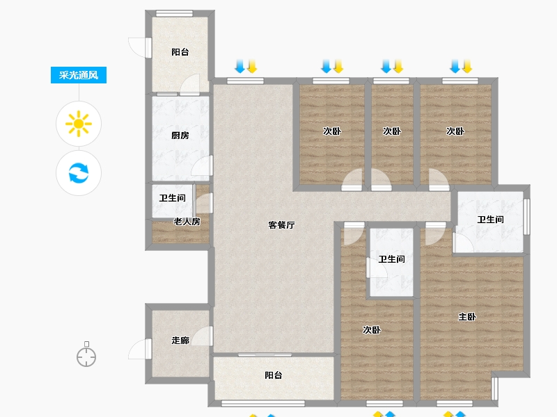 广东省-深圳市-凯德公园1号-154.32-户型库-采光通风