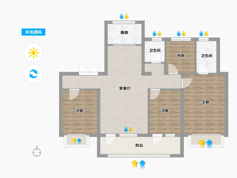 山东省-淄博市-悦府-96.00-户型库-采光通风