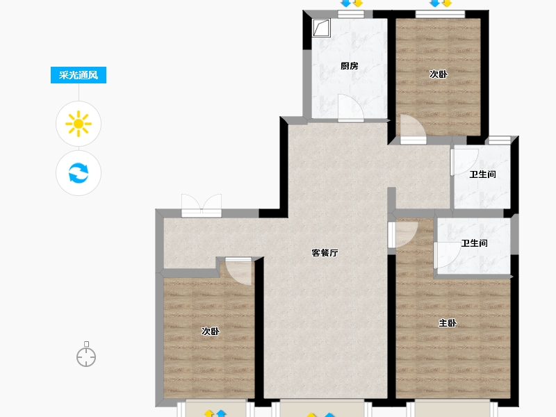 山西省-太原市-紫云府-95.85-户型库-采光通风