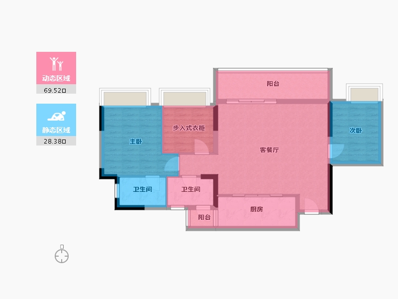 重庆-重庆市-巴滨无界-87.96-户型库-动静分区