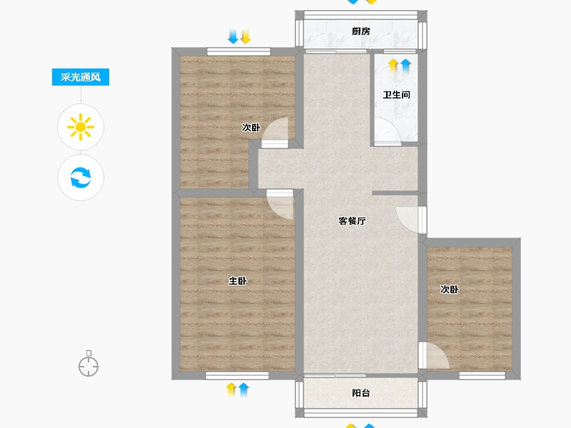 广东省-深圳市-翠珠小区-76.87-户型库-采光通风