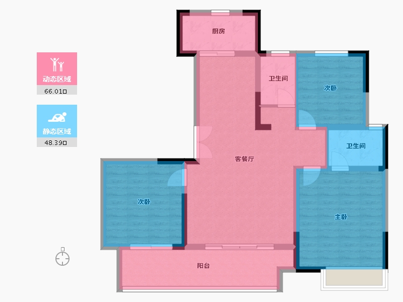 河南省-郑州市-润泓·东榕府-103.23-户型库-动静分区