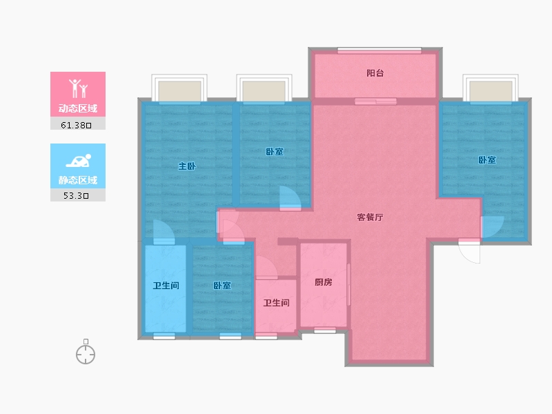 河南省-濮阳市-碧桂园龙城天悦-102.40-户型库-动静分区