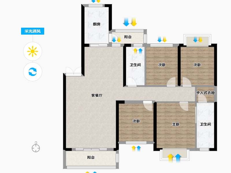 湖南省-长沙市-永宏万家里-133.85-户型库-采光通风