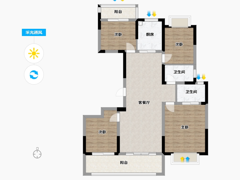 江苏省-无锡市-中南樾府-106.64-户型库-采光通风