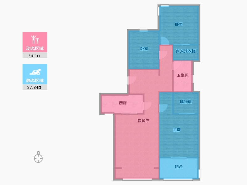 江苏省-南京市-山水云房-98.84-户型库-动静分区