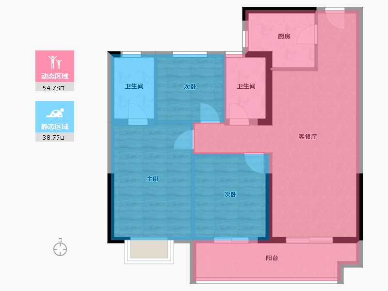 湖北省-武汉市-平安璟园-83.96-户型库-动静分区