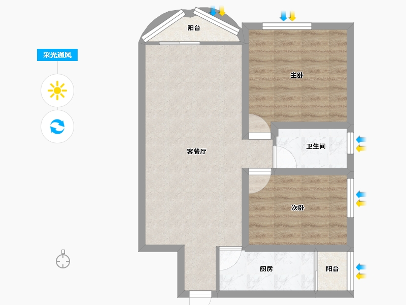 广东省-深圳市-百仕达花园(一期)-60.77-户型库-采光通风