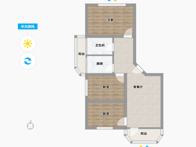 广东省-深圳市-田苑小区-63.89-户型库-采光通风