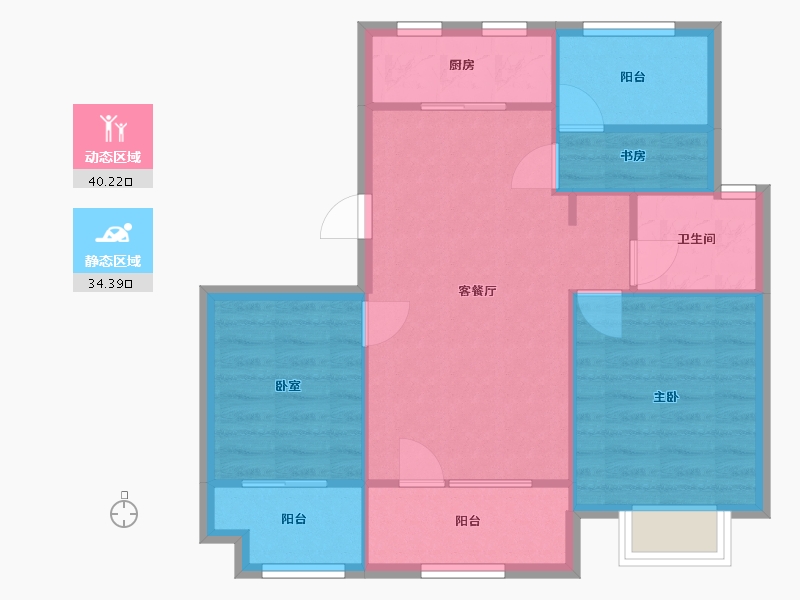 山东省-烟台市-东泰百合苑-75.00-户型库-动静分区