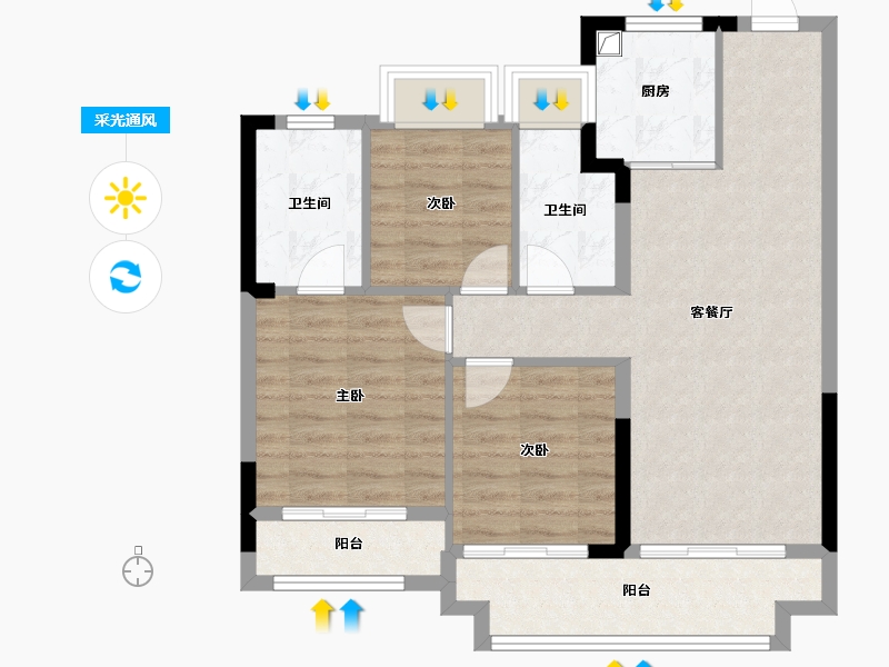 福建省-泉州市-融创宸东壹号-89.48-户型库-采光通风