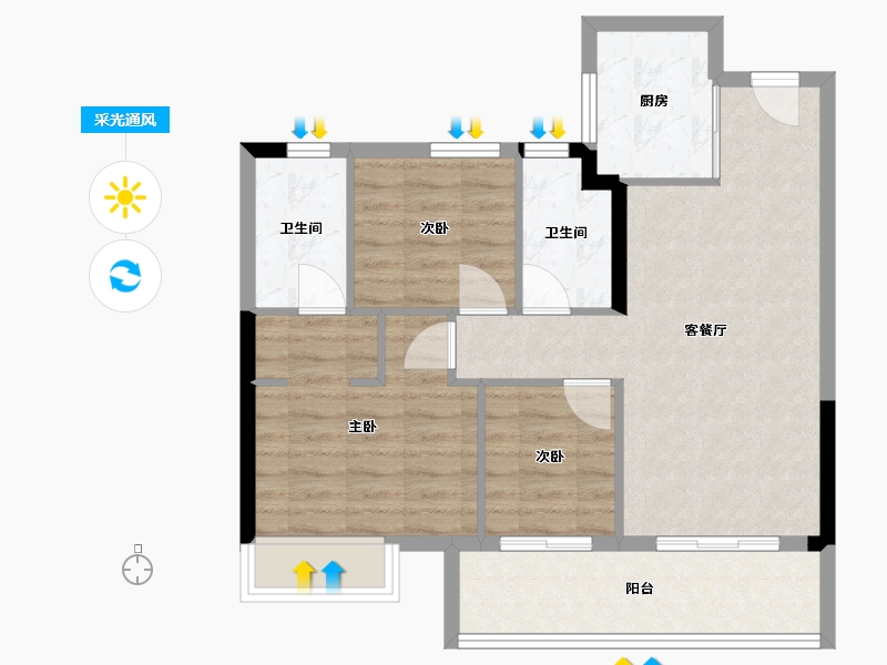 福建省-福州市-首开香悦-71.67-户型库-采光通风