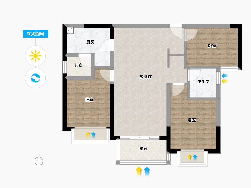 云南省-昆明市-中铁·时代央著-72.01-户型库-采光通风