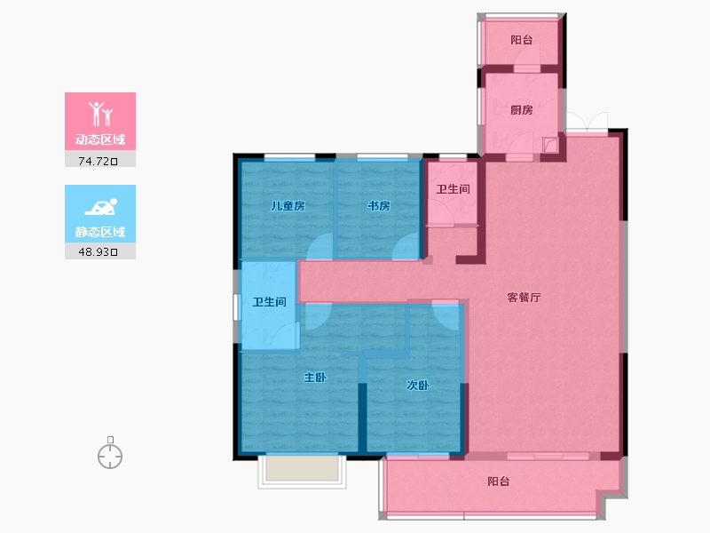 陕西省-宝鸡市-华厦中央印-110.39-户型库-动静分区