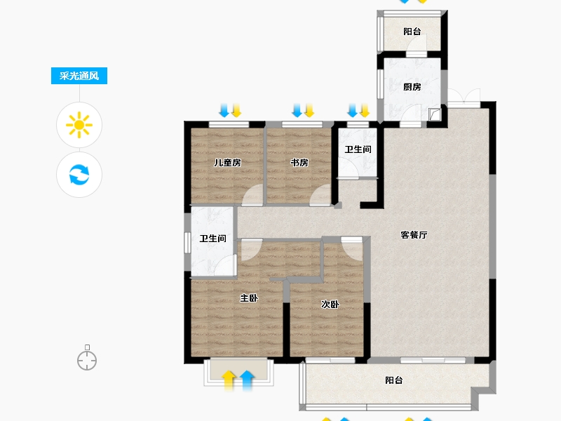 陕西省-宝鸡市-华厦中央印-110.39-户型库-采光通风