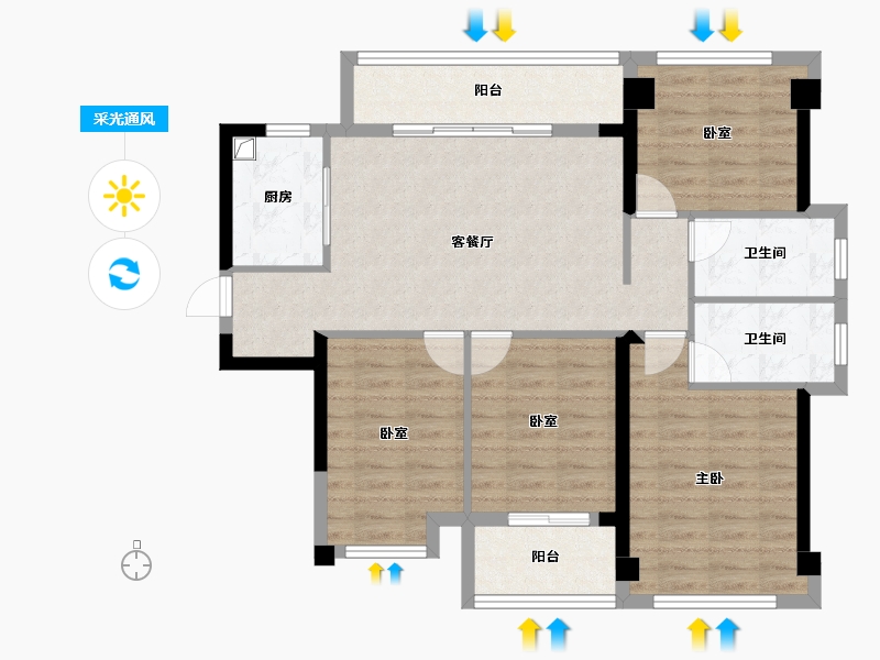 福建省-福州市-外滩一号-91.65-户型库-采光通风