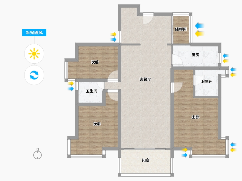 广东省-深圳市-海怡东方花园-103.07-户型库-采光通风