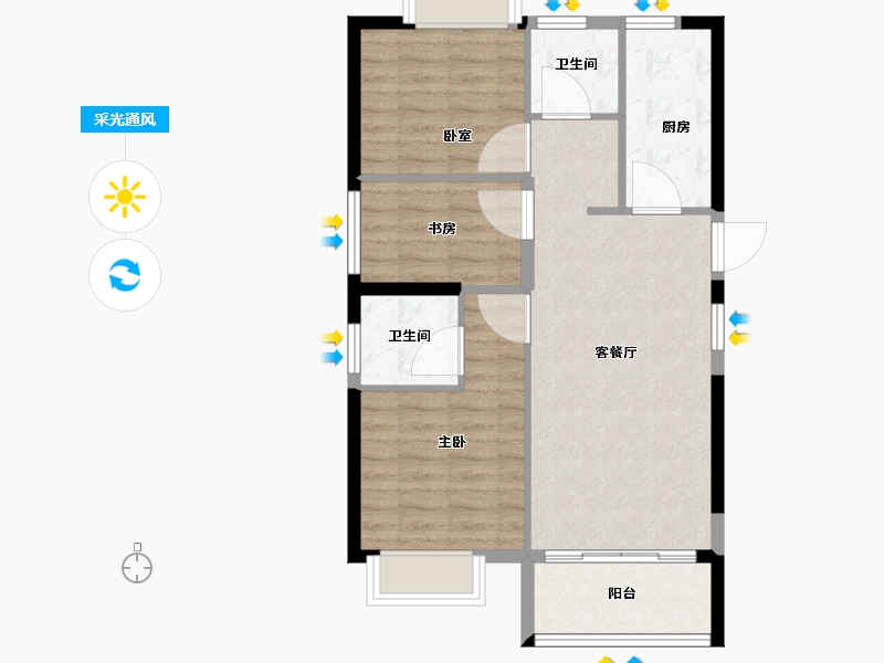 福建省-福州市-中建岳前雅居-72.00-户型库-采光通风