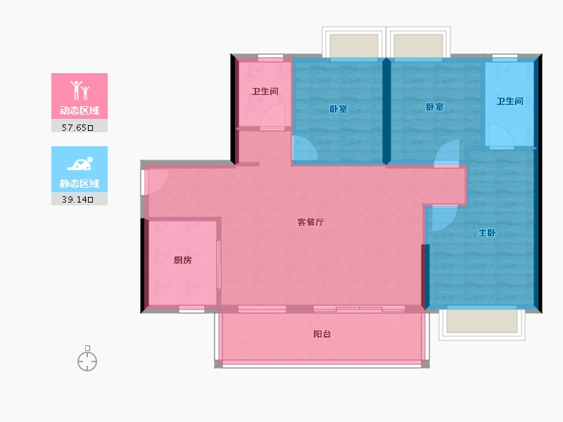 广东省-阳江市-万山天玺-87.37-户型库-动静分区