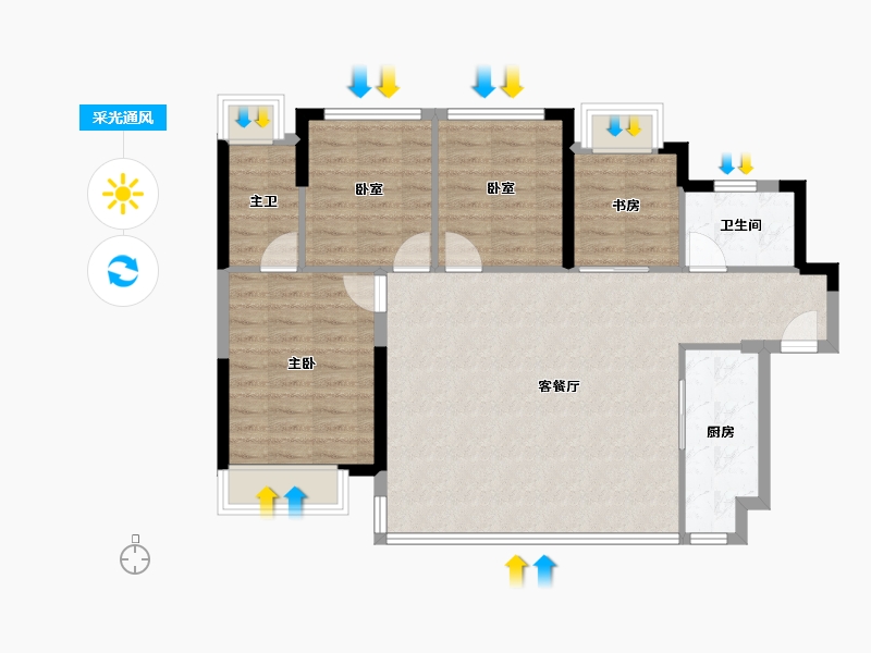 四川省-成都市-能建紫郡公馆-90.60-户型库-采光通风