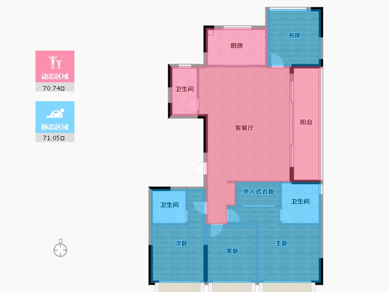 浙江省-杭州市-滨运锦上湾-129.11-户型库-动静分区