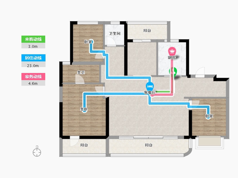 陕西省-西安市-中粮·悦著云轩-118.44-户型库-动静线