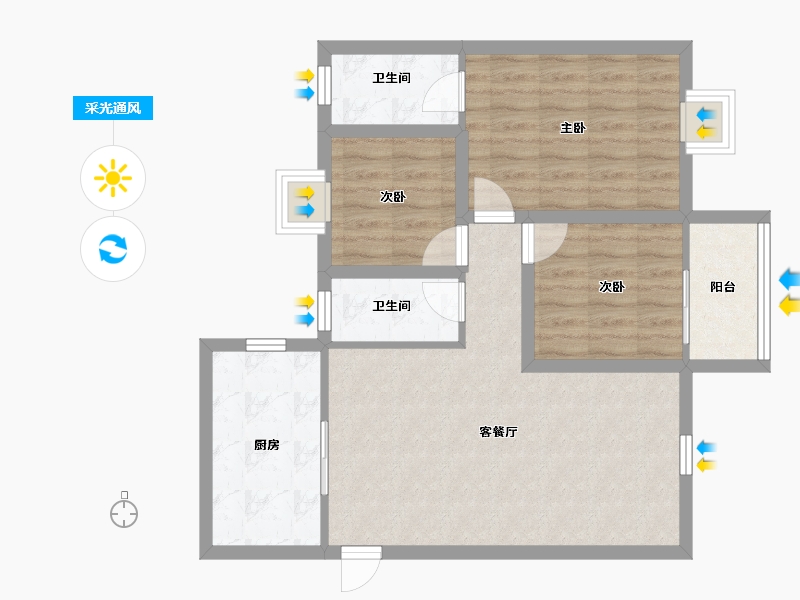 广东省-深圳市-雅兰亭(弘雅花园四期)-74.96-户型库-采光通风