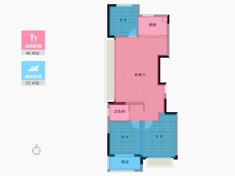 山东省-潍坊市-绿城·江南赋雅园-75.11-户型库-动静分区