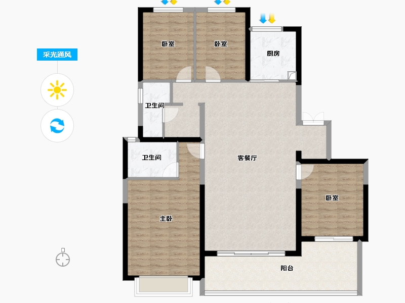 河南省-郑州市-信达天樾九章-134.40-户型库-采光通风