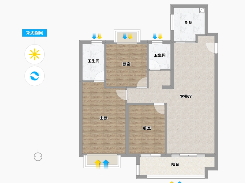 江苏省-南京市-华侨城翡翠天域-92.00-户型库-采光通风