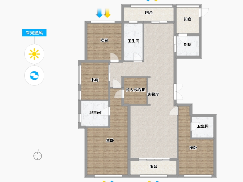 内蒙古自治区-鄂尔多斯市-城投绿城诚园-159.06-户型库-采光通风