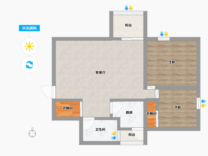 广东省-深圳市-星海名城(三期)-58.46-户型库-采光通风