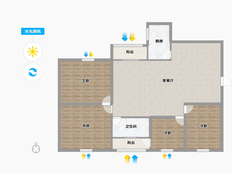 广东省-深圳市-南新苑-135.85-户型库-采光通风