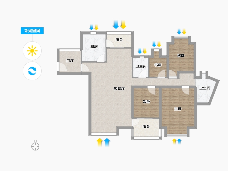 广东省-深圳市-阳光带海滨城(一期)-99.60-户型库-采光通风