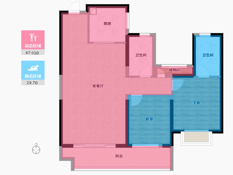 陕西省-咸阳市-秦都区-86.40-户型库-动静分区