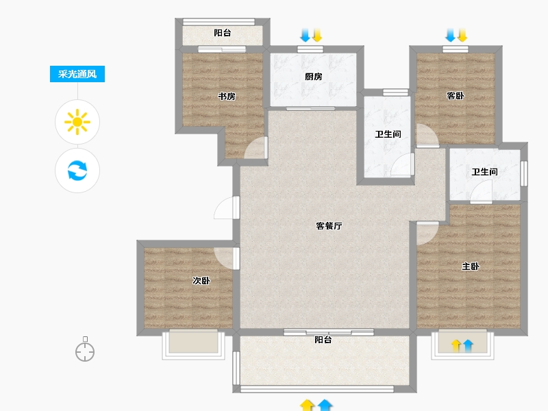 河南省-郑州市-保亿·豫景晨园-112.00-户型库-采光通风