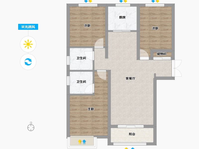 山西省-阳泉市-西城枫景-94.00-户型库-采光通风