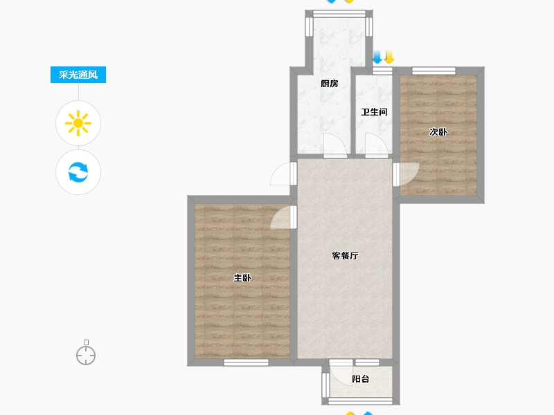 北京-北京市-毛纺西小区-60.72-户型库-采光通风