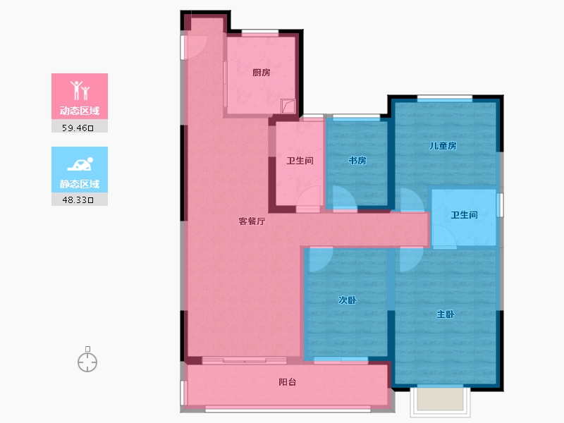 福建省-福州市-中骏世界城璟悦三期-95.96-户型库-动静分区