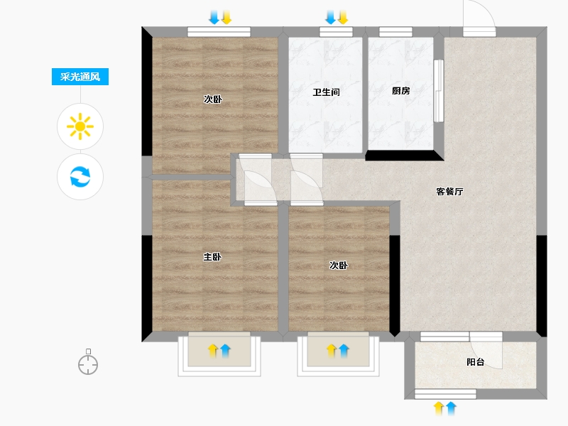 山西省-太原市-华润置地公元九里-79.20-户型库-采光通风