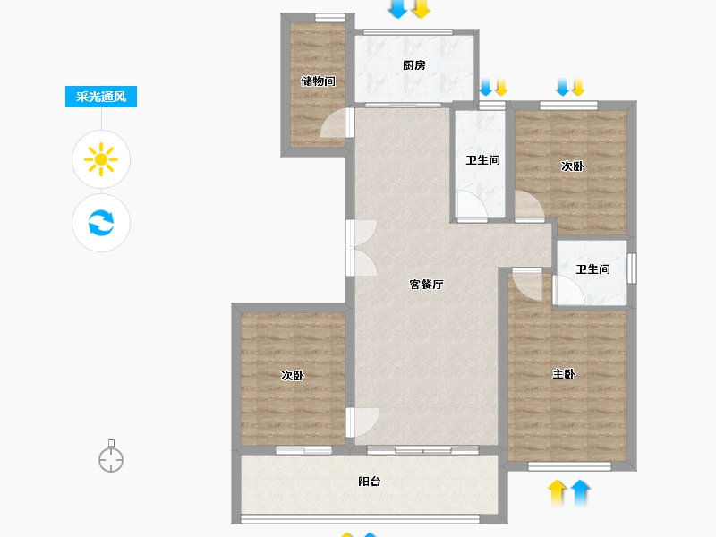 河北省-衡水市-中裕梧桐院-85.00-户型库-采光通风